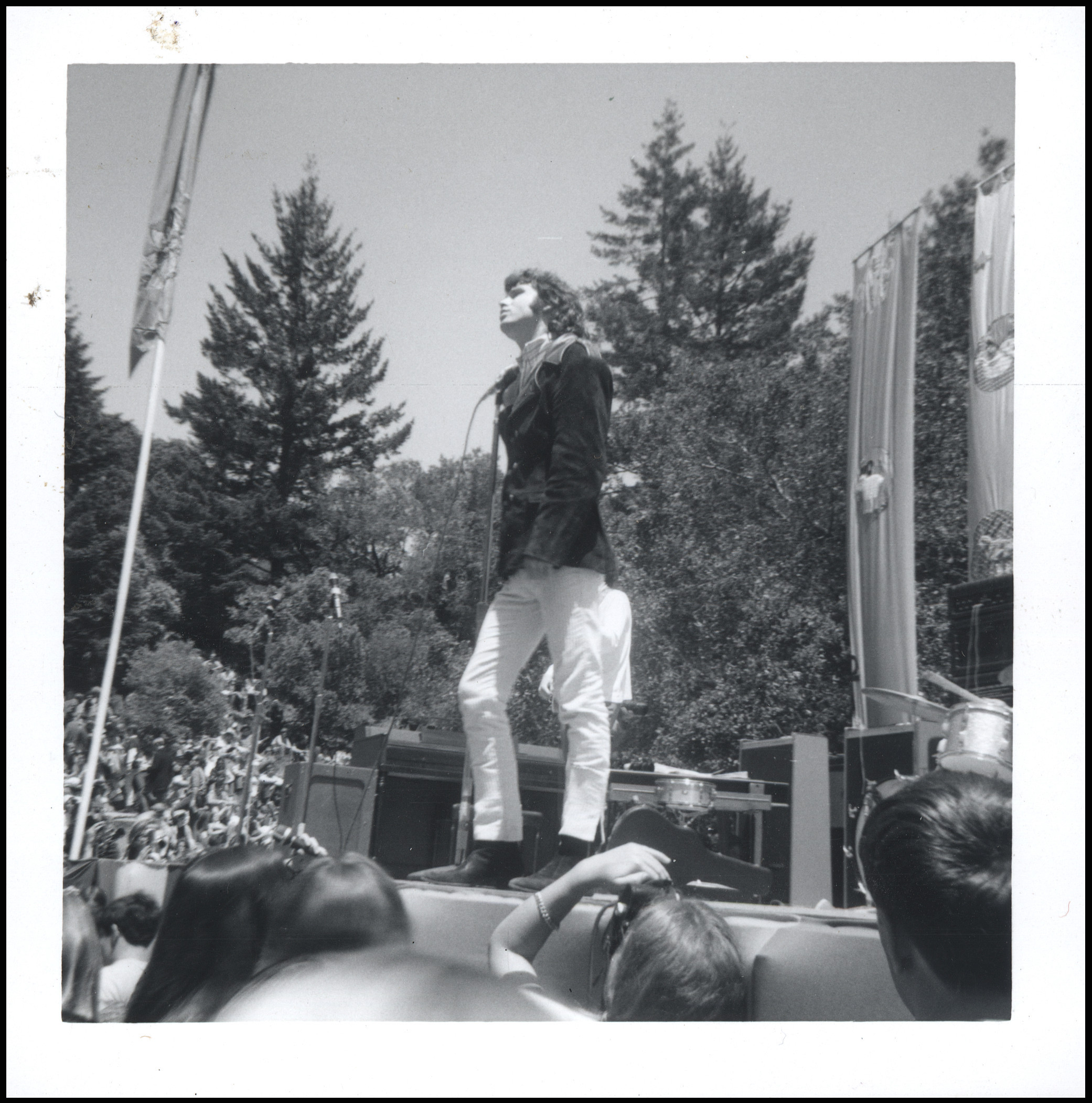 Jim Morrison performing at the KFRC Fantasy Fair and Magic Mountain Music Festival, June 1967. Photo by Michael Goldberg.